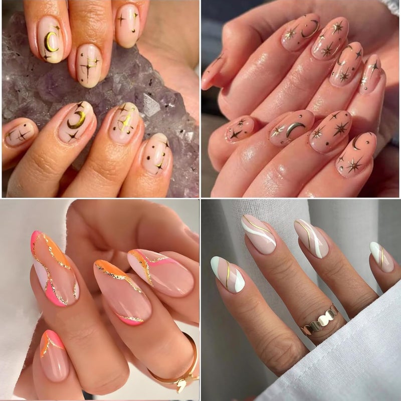 SPLOCUDU 30 Sheets Gold Nail Stickers Decals Gold Star Line Nail Decals 3D Self-Adhesive Nail Art Stickers Flower Butterfly Nail Supplies for DIY Acrylic Nails for Women - Image 4